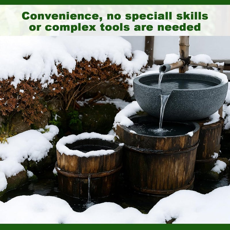 DoubleFill Spillway Bowl Fountain Basin Kit, 13.7 Inch Realistic Stone Resin Waterfall Spillway for Ponds, Gardens & Landscapes - Easy Install, Weather Resistant, No Pump Included - Image 3